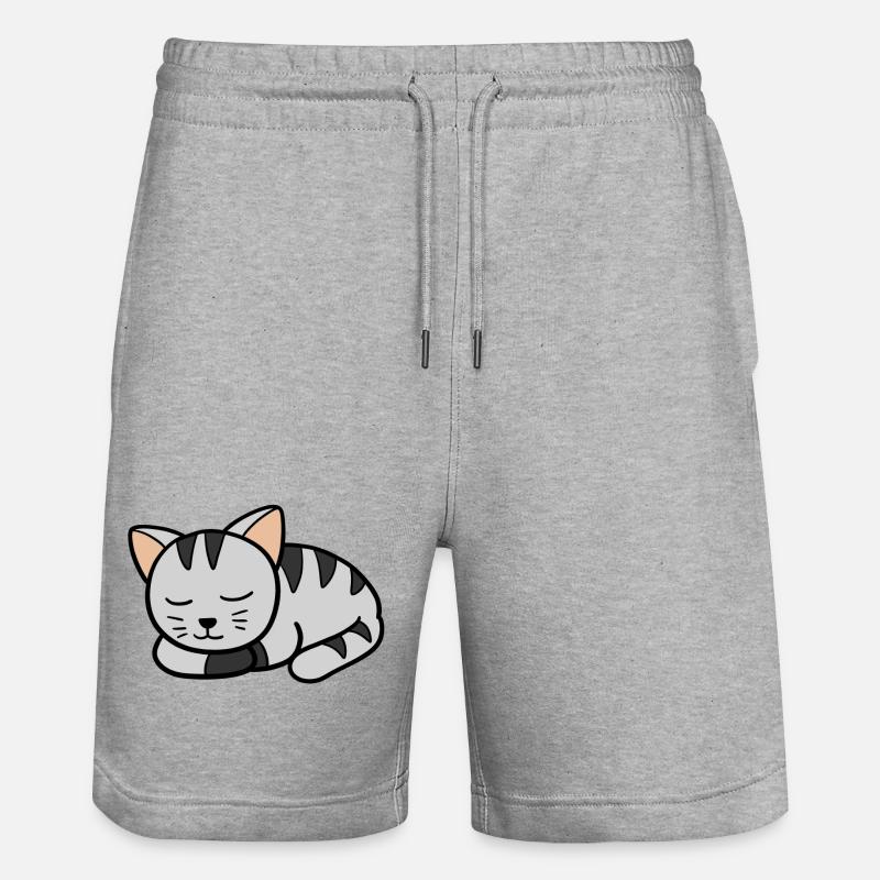 Sleeping Kitten - Stanley/Stella Trainer Unisex Organic Jogging Shorts - heather grey