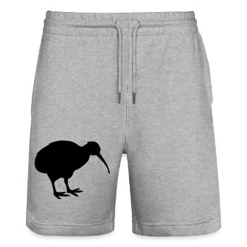 kiwibird neuseeland - Stanley/Stella Unisex Bio Joggingshorts Trainer  - Grau meliert - Vorne - Nik (191cm) & Marisol (170cm)