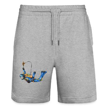 skydiver - Stanley/Stella Trainer Unisex Organic Jogging Shorts - heather grey - Front - Nik (191cm) & Marisol (170cm)