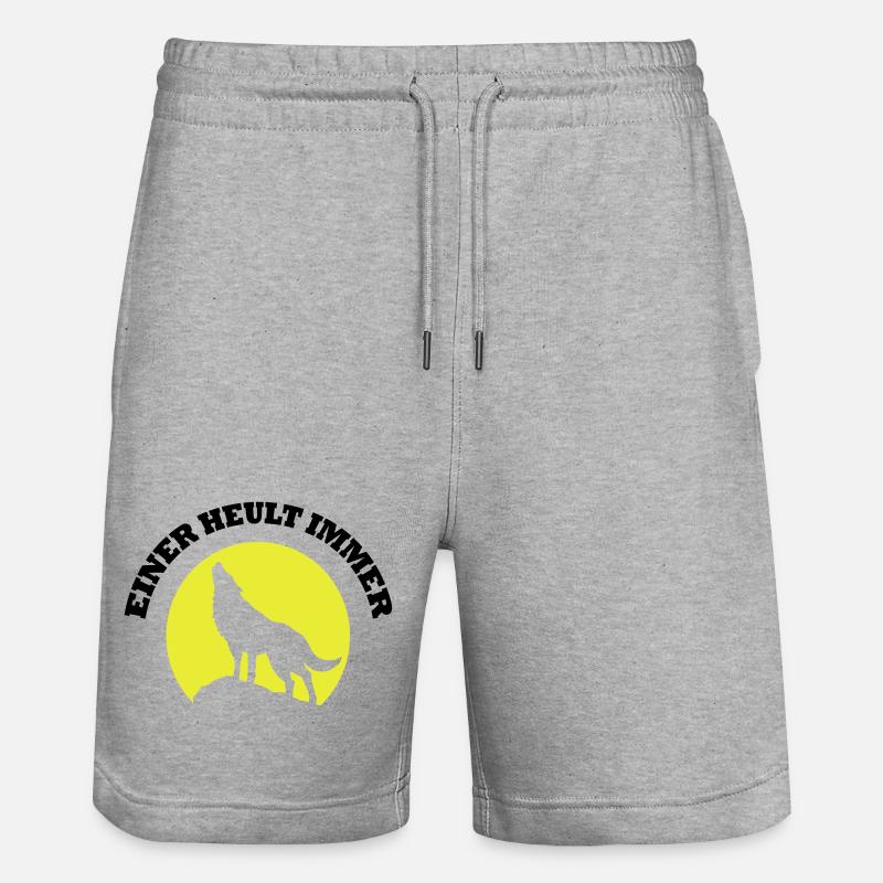 moon wolf_einer_heult_immer - Stanley/Stella Trainer Unisex Organic Jogging Shorts - heather grey