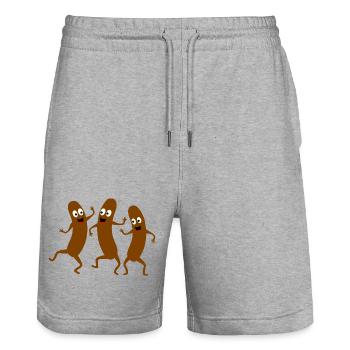Humorvolle tanzende Bratwürste - Stanley/Stella Unisex Bio Joggingshorts Trainer  - Grau meliert - Vorne - Nik (191cm) & Marisol (170cm)