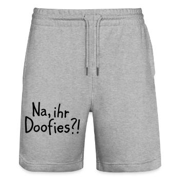 Na, ihr Doofies?! - Stanley/Stella Unisex Bio Joggingshorts Trainer  - Grau meliert - Vorne - Nik (191cm) & Marisol (170cm)