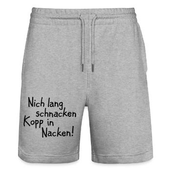 Nich lang schnacken Kopp in Nacken! - Stanley/Stella Unisex Bio Joggingshorts Trainer  - Grau meliert - Vorne - Nik (191cm) & Marisol (170cm)