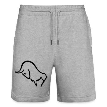 charging bull - Stanley/Stella Trainer Unisex Organic Jogging Shorts - heather grey - Front - Nik (191cm) & Marisol (170cm)