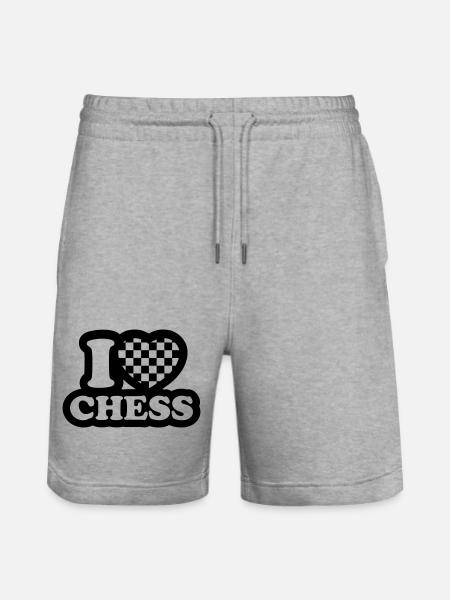 I love chess - Stanley/Stella Trainer Unisex Organic Jogging Shorts - heather grey