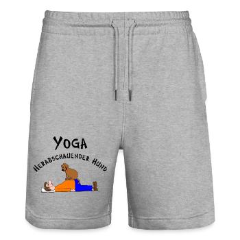 Yoga herabschauender Hund - Stanley/Stella Unisex Bio Joggingshorts Trainer  - Grau meliert - Vorne - Nik (191cm) & Marisol (170cm)