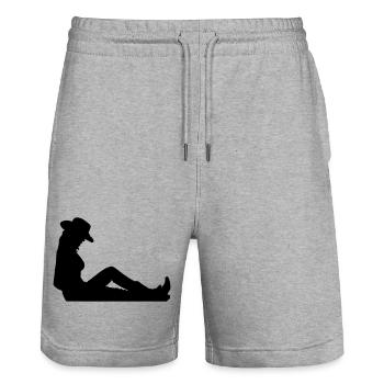 usa girl - Stanley/Stella Unisex Bio Joggingshorts Trainer  - Grau meliert - Vorne - Nik (191cm) & Marisol (170cm)