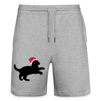 Kitten in a Christmas Hat. - Stanley/Stella Trainer Unisex Organic Jogging Shorts - heather grey - Front - Nik (191cm) & Marisol (170cm)