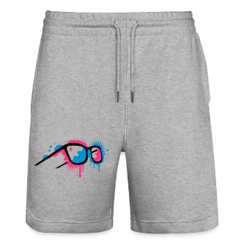 3D glasses in graffiti style - Stanley/Stella Trainer Unisex Organic Jogging Shorts - heather grey - Front - Nik (191cm) & Marisol (170cm)