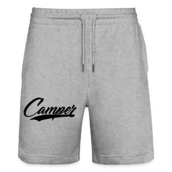 camping camp vacances wildniss berg autocollant - Short de jogging bio TRAINER Stanley/Stella unisexe - gris chiné - Devant - Nik (191cm) & Marisol (170cm)