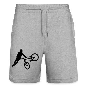 Mountainbike Dirt Jump Tailwhip - Stanley/Stella Unisex Bio Joggingshorts Trainer  - Grau meliert - Vorne - Nik (191cm) & Marisol (170cm)