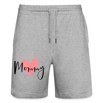 Cadeau d'amour coeur maman - Short de jogging bio TRAINER Stanley/Stella unisexe - gris chiné - Devant - Nik (191cm) & Marisol (170cm)