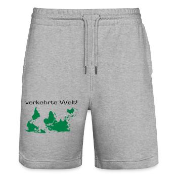 verkehrte welt - Stanley/Stella Unisex Bio Joggingshorts Trainer  - Grau meliert - Vorne - Nik (191cm) & Marisol (170cm)