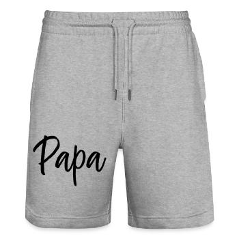 Papa Familie Eltern Liebe Typografie Geschenk - Stanley/Stella Unisex Bio Joggingshorts Trainer  - Grau meliert - Vorne - Nik (191cm) & Marisol (170cm)