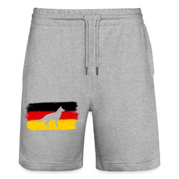 German Flag German Shepherd Brush Look Shirt - Stanley/Stella Trainer Unisex Organic Jogging Shorts - heather grey - Front - Nik (191cm) & Marisol (170cm)