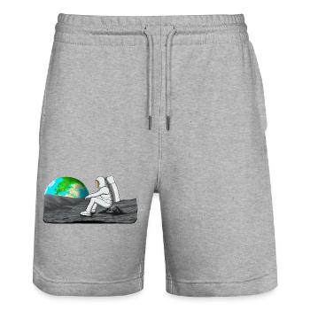 Weltraum - Stanley/Stella Unisex Bio Joggingshorts Trainer  - Grau meliert - Vorne - Nik (191cm) & Marisol (170cm)