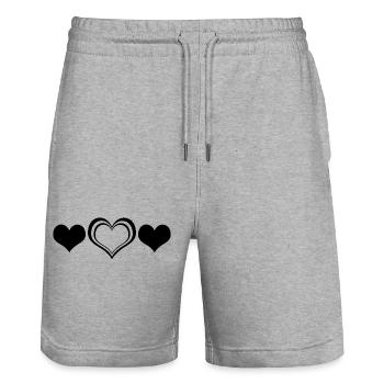 Conception artistique minimaliste de la ligne de cœur - Short de jogging bio TRAINER Stanley/Stella unisexe - gris chiné - Devant - Nik (191cm) & Marisol (170cm)