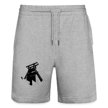 Förderturm Zeche in Schwarz Weiß - Stanley/Stella Unisex Bio Joggingshorts Trainer  - Grau meliert - Vorne - Nik (191cm) & Marisol (170cm)