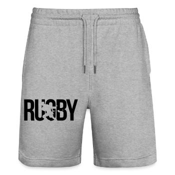 rugby - Stanley/Stella Trainer Unisex Organic Jogging Shorts - heather grey - Front - Nik (191cm) & Marisol (170cm)