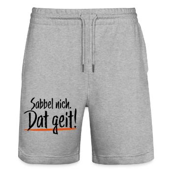 Sabbel nich Dat geit - Stanley/Stella Unisex Bio Joggingshorts Trainer  - Grau meliert - Vorne - Nik (191cm) & Marisol (170cm)