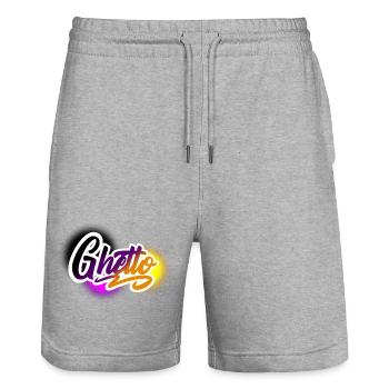 ghetto - Stanley/Stella Trainer Unisex Organic Jogging Shorts - heather grey - Front - Nik (191cm) & Marisol (170cm)