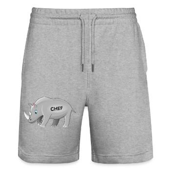 Rhino, boss, rhino, boss, CEO, funny gift - Stanley/Stella Trainer Unisex Organic Jogging Shorts - heather grey - Front - Nik (191cm) & Marisol (170cm)