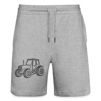 Tractor, black - Stanley/Stella Trainer Unisex Organic Jogging Shorts - heather grey - Front - Nik (191cm) & Marisol (170cm)