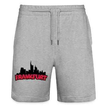 Frankfurt Skyline (Black / Red) - Stanley/Stella Trainer Unisex Organic Jogging Shorts - heather grey - Front - Nik (191cm) & Marisol (170cm)