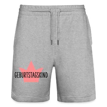 Anniversaire Fille Couronne Cadeau Anniversaire - Short de jogging bio TRAINER Stanley/Stella unisexe - gris chiné - Devant - Nik (191cm) & Marisol (170cm)