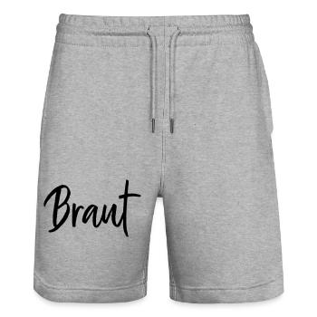 Braut Polterabend Junggesellenabschied - Stanley/Stella Unisex Bio Joggingshorts Trainer  - Grau meliert - Vorne - Nik (191cm) & Marisol (170cm)