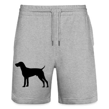 Chien de chasse allemand Shorthair - Short de jogging bio TRAINER Stanley/Stella unisexe - gris chiné - Devant - Nik (191cm) & Marisol (170cm)