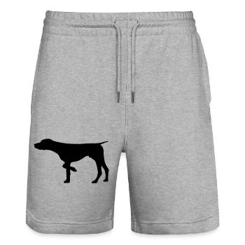Chien de chasse allemand Shorthair - Short de jogging bio TRAINER Stanley/Stella unisexe - gris chiné - Devant - Nik (191cm) & Marisol (170cm)