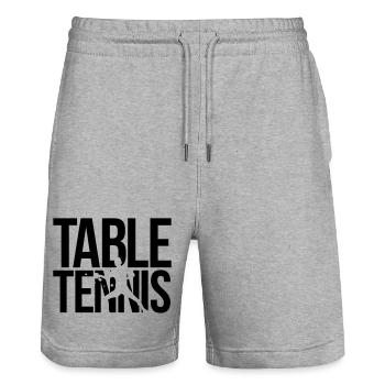 table tennis - Stanley/Stella Trainer Unisex Organic Jogging Shorts - heather grey - Front - Nik (191cm) & Marisol (170cm)
