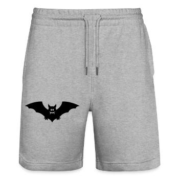 Gruselige schwarze Fledermaus mit Vampirzähnen - Stanley/Stella Unisex Bio Joggingshorts Trainer  - Grau meliert - Vorne - Nik (191cm) & Marisol (170cm)