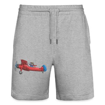 Flugzeug Kinder - Stanley/Stella Unisex Bio Joggingshorts Trainer  - Grau meliert - Vorne - Nik (191cm) & Marisol (170cm)