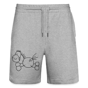 Thick Cartoon Horse - Pony - Horse - Stanley/Stella Trainer Unisex Organic Jogging Shorts - heather grey - Front - Nik (191cm) & Marisol (170cm)