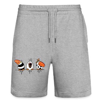 Strange Birds - Bird Cartoon - Stanley/Stella Trainer Unisex Organic Jogging Shorts - heather grey - Front - Nik (191cm) & Marisol (170cm)