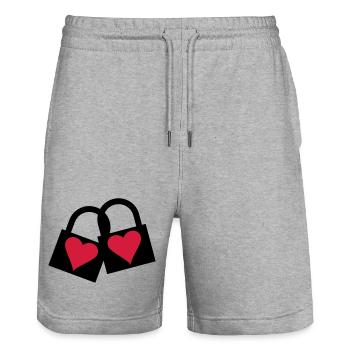 Love Lock - Stanley/Stella Trainer Unisex Organic Jogging Shorts - heather grey - Front - Nik (191cm) & Marisol (170cm)