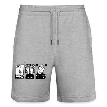 Dreifache lineare Silhouetten - Stanley/Stella Unisex Bio Joggingshorts Trainer  - Grau meliert - Vorne - Nik (191cm) & Marisol (170cm)