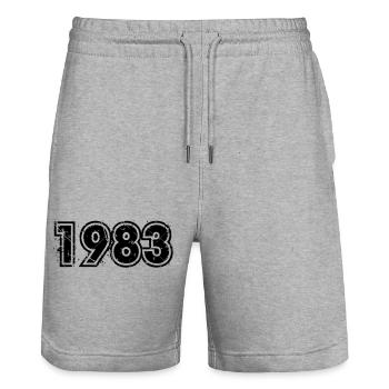 Jahrgang 1983 - Stanley/Stella Trainer Unisex Organic Jogging Shorts - heather grey - Front - Nik (191cm) & Marisol (170cm)