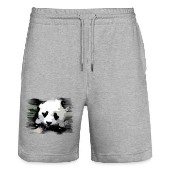 Panda - Stanley/Stella Trainer Unisex Organic Jogging Shorts - heather grey - Front - Nik (191cm) & Marisol (170cm)