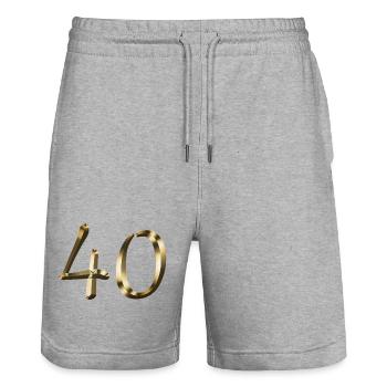 40 ans d'or Anniversaire anniversaire 40 ans - Short de jogging bio TRAINER Stanley/Stella unisexe - gris chiné - Devant - Nik (191cm) & Marisol (170cm)