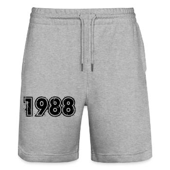 Jahrgang 1988 - Stanley/Stella Trainer Unisex Organic Jogging Shorts - heather grey - Front - Nik (191cm) & Marisol (170cm)