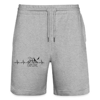 Explore BergGebirge Heartbeat Fréquence Puls ECG - Short de jogging bio TRAINER Stanley/Stella unisexe - gris chiné - Devant - Nik (191cm) & Marisol (170cm)