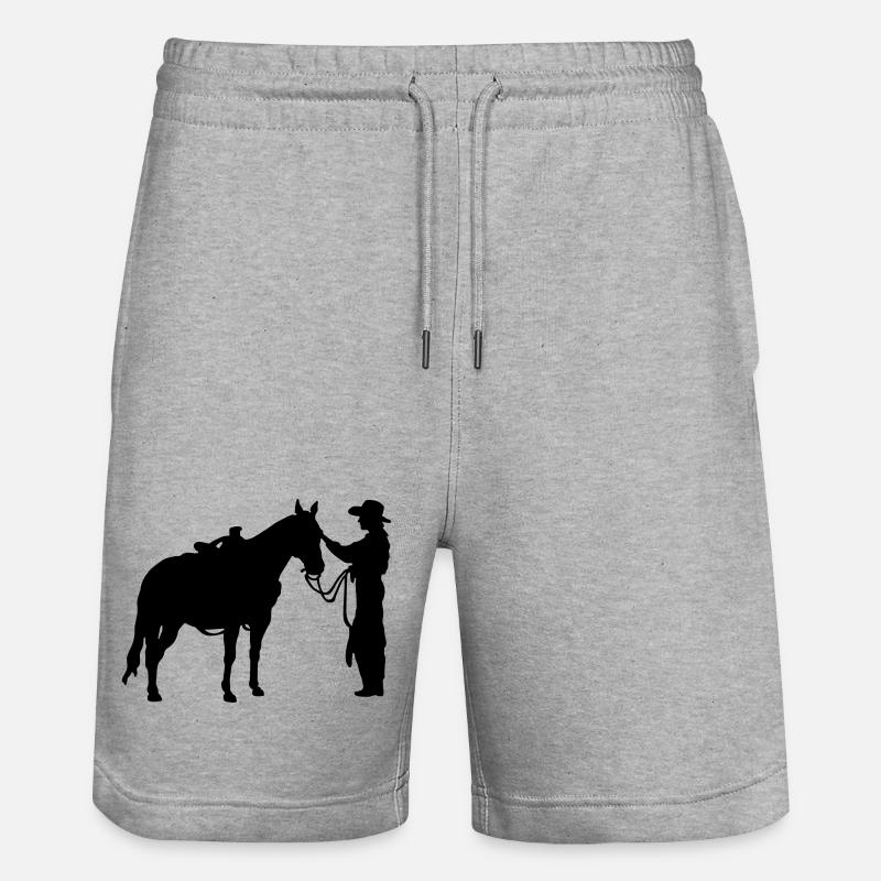 Frau mit Pferd - Stanley/Stella Unisex Bio Joggingshorts Trainer  - Grau meliert