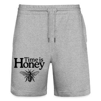 Time is Honey - Stanley/Stella Trainer Unisex Organic Jogging Shorts - heather grey - Front - Nik (191cm) & Marisol (170cm)