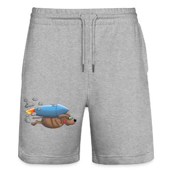 Raketen Hund - Stanley/Stella Unisex Bio Joggingshorts Trainer  - Grau meliert - Vorne - Nik (191cm) & Marisol (170cm)