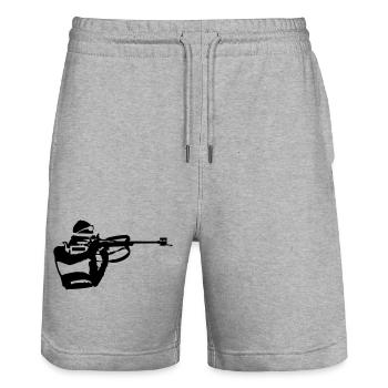 Biathlon - Stanley/Stella Unisex Bio Joggingshorts Trainer  - Grau meliert - Vorne - Nik (191cm) & Marisol (170cm)