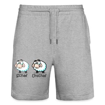 Schaf - Stanley/Stella Unisex Bio Joggingshorts Trainer  - Grau meliert - Vorne - Nik (191cm) & Marisol (170cm)