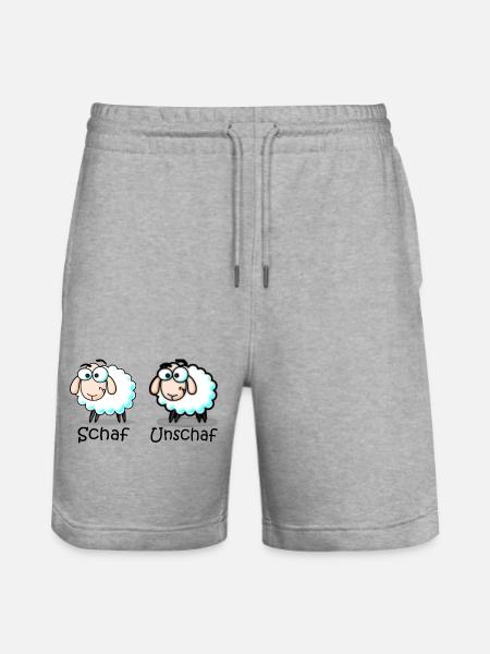 sheep - Stanley/Stella Trainer Unisex Organic Jogging Shorts - heather grey